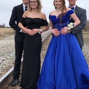 Blue ball gown prom dress. Paid $500.